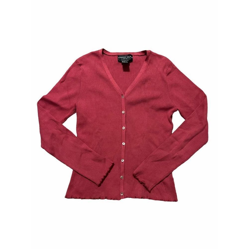 August Silk Knit Button Up Sweater
